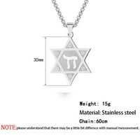 Zvezda od nehrđajućeg čelika David Chai Jevrejska priveska ogrlica