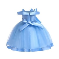 3-10 godina Djevojke haljine Temperament minimalistička bowknot cvijeta neto pređe za rođendanske haljine Plave 8- godine