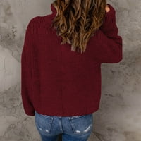 Pulover džemperi za žene labavi fit pulover na vrhu V-izrez ruched džemper s dugim rukavima prevelizirani