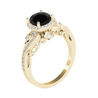 1. CT. Black Diamond zaručni prsten u 18K čvrstih ruža, bijelog i žutog zlata
