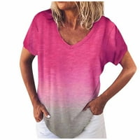 Ženske košulje ružičaste čišćenja žena Žene Ležerne prilike V-izrez Fading majica kratkih rukava bluza