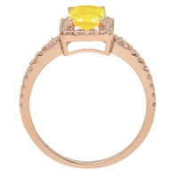 1.86ct smaragdni rez žuti simulirani dijamant 18k ružičasto zlato Angažovanje halo prstena veličine