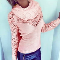 Prevelizirani džemperi za žene dugih rukava udubljeni udubljeni džemper casual ovratnik šal pk l ružičasta