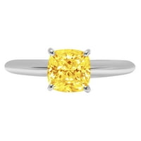 2.5ct jastuk za rezanje žute simulirane dijamantske 18k bijelo zlatne angažovane prstene veličine 4,75
