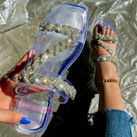 Ljetne sandale za žene ravne klizanje na sandalama Kristalno rimske cipele Otvorene prste casual sandale