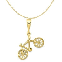Carat u karatsu 10k žuto zlato t polirani šarm za bicikl sa 10k žutom zlatnom laganom ogrlicu od laganog