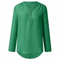 Simplmasygeni dugih rukava Košulje Bluze za čišćenje Ženske ljetne majice s dugim rukavima Zip Ležerne