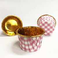Gingham Foil Cupcake Pelice 3. OZ Checkered Zlatni obloge Muffin Mini torte Kalupe Omotači Ramekins