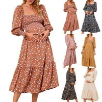 Lagana materinska haljina za ženska trudna šifonska haljina Mala cvjetna haljina haljina s dugim rukavima