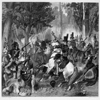 Bitka za Temze. Ndeath of tcumseh u bitci za Temze tokom rata, 1812. oktobar 1813. Čelik graviranje,