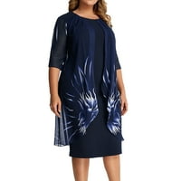 Ljetne haljine za žene Maxi Novo elegantno pletenje čipke Cape Plus size Ispis Oneck polu-rukave olovke