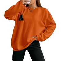Ženska casual slova okrugli vrat dugih rukava narančaste majice m