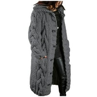 DTIDTPE Zimski kaputi za žene Ženska kapuljača Kardigan Velike veličine Džepni džep Jednostruki rukavi