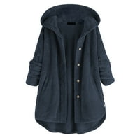Ženski modni vintage kaput sa zimnom kapuljačom za toplu tipku krivulja plus plus veličine kaputa za