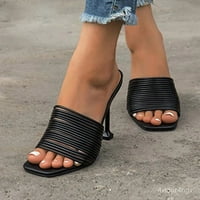 Zuwimk Womens Sandale, ženske sandale za rinestone Zlatne srebrne gladijatorske sandale Ljetne ravne haljine Sandale Plaža Vjenčanje Black