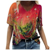 Ženske košulje s kratkim rukavima modni ženski ljetni tiskani kratki rukav s majicom V-izrez Casual TEE