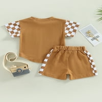 TODDLER Baby Boy ljetni setovi odjeće Plastični patchwork Džepne majice kratkih rukava majice na vrhu