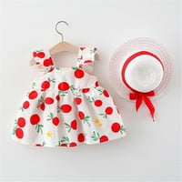 Toddler Baby Girls cvjetni rukavac bez rukava ljetni letnji luk ljuljački haljina šešira dječja sandress