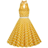Ženske ljetne haljine plus veličina haljina Flutter fit & flare haljina žuta 2xl