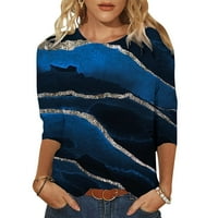 Ženske košulje Jesen i zimski rukav okrugli dekolte od poliestera plave XL