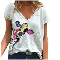 Ženska majica Clearence Casual Fashion Lad V-izrez T-majica Ispisani vrhovi kratkih rukava