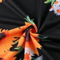 Ženske haljine ispisane okrugle dekolte za sunčanje iznad koljena ležerna haljina bez rukava narančasta