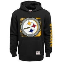 Mladi Mitchell & Ness Black Pittsburgh Steelers Big Face 7. Pulover Hoodie