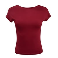 Ženske bluze modne čvrste boje bez bori, usev kratki kratki rukav kratki vrhunski ženski jednostavan