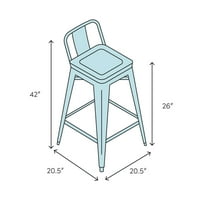Yoshida Eiffel noga 26 Bar stolica, ukupna težina proizvoda: lb., visina sjedala - pod do sjedišta: