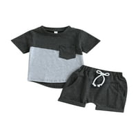 Suantret Toddler Baby Boys Hotsas setovi kratkih rukava Patchwork majica Elastična struka kratke hlače