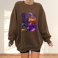Mitankcoo žensko slovo Grafički tisak Dukserice Pumpkin Grafički pulover Duksevi mekani lagani labavi