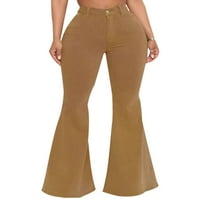 Rejlun dame trape hlače visoke traperice za struk sa džepnim pantalonama Moda Skinny Slim Travel Brown