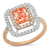 2.63ct smaragdni rez crveni simulirani dijamant 18k ružičasto bijelo zlato graviranje godišnjice Angažovanje