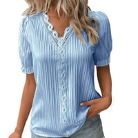 Ženske grafičke majice Žene Ljeto čipke V izrez Plain čipka Elegantna majica Modna čvrsta boja Elegantna