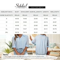 Sidefeel Womens tipka dolje Sheer Teksturirane košulje dugih rukava V izrez Vreći za posao šifon bluza