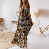 Ženske ljetne haljine Haljine za odmor na plaži Boho haljine cvjetni tiskani bez rukava Maxi Sun Haljina