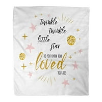 Flannel baca pokrivač bijele baby twinkle male zvijezde tekst slatko zlato ružičasta mekana za kauč