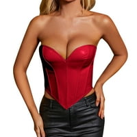 Wanyng Žene Bustier Corset Top PU Push Up Gors Vintage Tank Top Party Clubwear Bodice Body Briefer sa grudnjakom