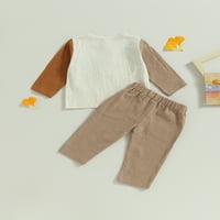 Toddler Baby Boys Proljeće Jesen odjeća kontrastna boja Dugi rukavi Puloveri s elastičnim strukom hlače