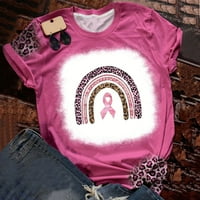 FABIURT Ženske najbolje žene Majica za svijest raka Pink vrpca kratki rukav Crew Crt TEE Tunic Top,