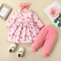 Toddler Baby Girl Odjeća cvjetni print dugih rukava ruffle tops hlače set odjeće za glavu