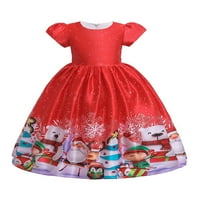 Glookwis Baby Xmas Haljine sa partijskim haljinama na particinskoj ružini rušeni kratki rukav Božićni