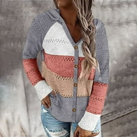 Dukseri za žene Ženske zbojene modne žene prugasta boja blok dugih rukava pleteni kardigan džemper s