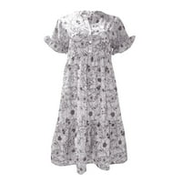 Ljetne haljine za žene modni casual v-izrez kratki rukav cvjetni a-line haljine Srednja duljina labave