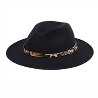 Eyicmarn muns ženski fedora šešir široki podne panama jazz šešir kaubojski šeširi crni