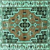 Ahgly Company Machine Persible Square Perzijski tirkizni plavi Tradicionalni prostirke, 6 'Trg