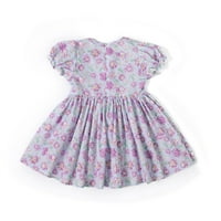 Djevojke djevojke za bebe cvjetna haljina čipkasti svjetlo flutter rukave casual ljetne haljine 18m-6y