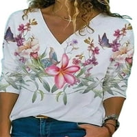 Plus veličina Ženska majica s dugim rukavima, majica dame Ladies Lape cvjetni tiskani tee casual bagerg