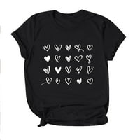 Hxroolrp Valentines Day Poklon setovi Žene majice Žene kratkih rukava O izrez Love Print Casual Tops
