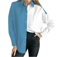 Ženska modna ovratnica na dugih rukava Boja podudaranja Ležerne košulje Tee Tops Plus size Bluzes Majica